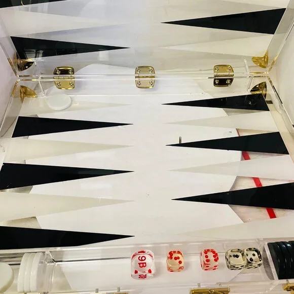Luxury Acrylic Backgammon Set With Gold Accents & Dice 17" x 131/3" x 3'